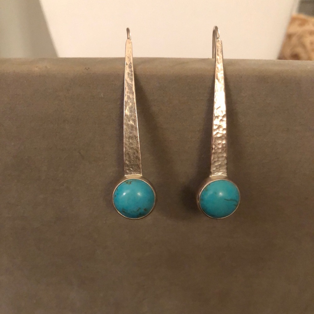 Silpada Retired Long Turquoise Drop Hook Earrings
